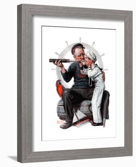 "Setting One's Sights" or "Ship Ahoy", August 19,1922-Norman Rockwell-Framed Giclee Print