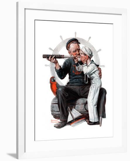 "Setting One's Sights" or "Ship Ahoy", August 19,1922-Norman Rockwell-Framed Giclee Print