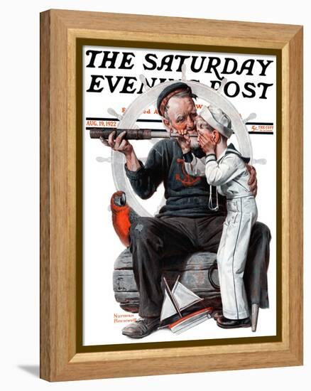 "Setting One's Sights" or "Ship Ahoy" Saturday Evening Post Cover, August 19,1922-Norman Rockwell-Framed Premier Image Canvas