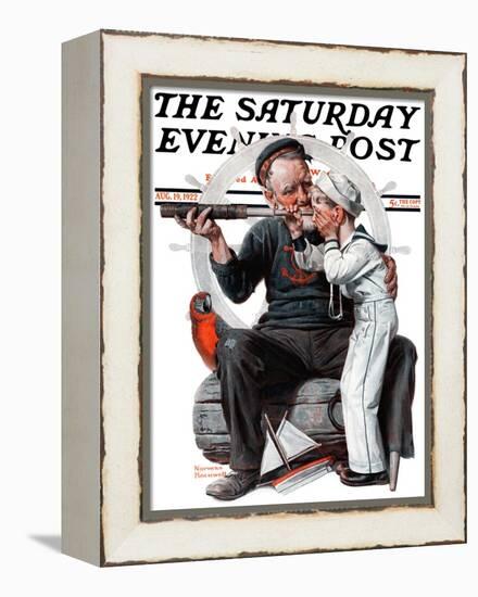 "Setting One's Sights" or "Ship Ahoy" Saturday Evening Post Cover, August 19,1922-Norman Rockwell-Framed Premier Image Canvas