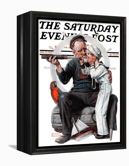 "Setting One's Sights" or "Ship Ahoy" Saturday Evening Post Cover, August 19,1922-Norman Rockwell-Framed Premier Image Canvas