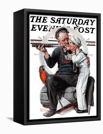 "Setting One's Sights" or "Ship Ahoy" Saturday Evening Post Cover, August 19,1922-Norman Rockwell-Framed Premier Image Canvas