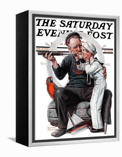 "Setting One's Sights" or "Ship Ahoy" Saturday Evening Post Cover, August 19,1922-Norman Rockwell-Framed Premier Image Canvas