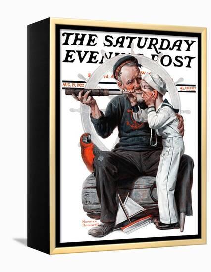 "Setting One's Sights" or "Ship Ahoy" Saturday Evening Post Cover, August 19,1922-Norman Rockwell-Framed Premier Image Canvas