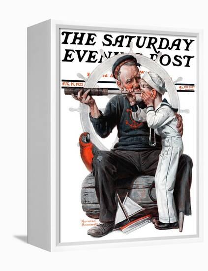 "Setting One's Sights" or "Ship Ahoy" Saturday Evening Post Cover, August 19,1922-Norman Rockwell-Framed Premier Image Canvas