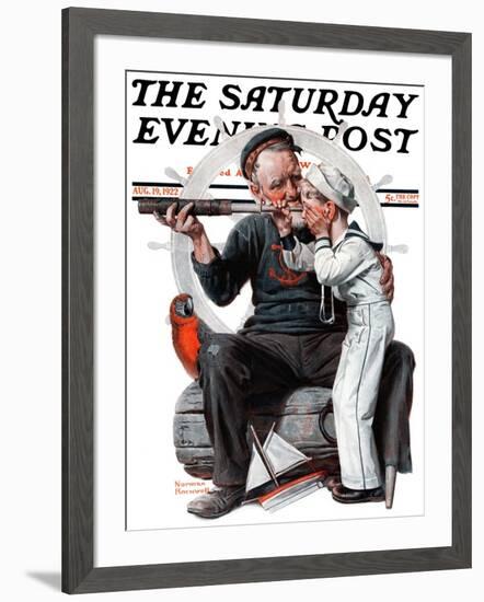 "Setting One's Sights" or "Ship Ahoy" Saturday Evening Post Cover, August 19,1922-Norman Rockwell-Framed Giclee Print