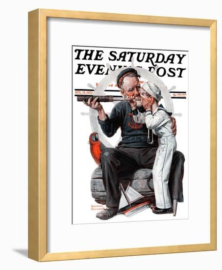 "Setting One's Sights" or "Ship Ahoy" Saturday Evening Post Cover, August 19,1922-Norman Rockwell-Framed Giclee Print