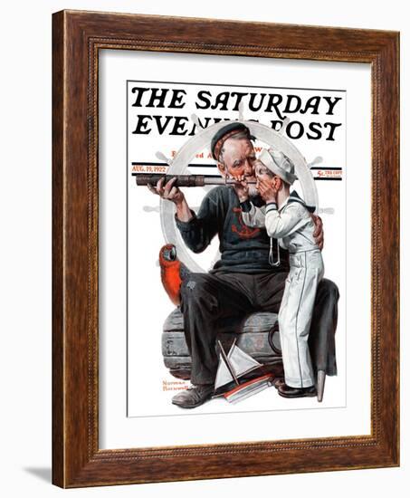 "Setting One's Sights" or "Ship Ahoy" Saturday Evening Post Cover, August 19,1922-Norman Rockwell-Framed Giclee Print