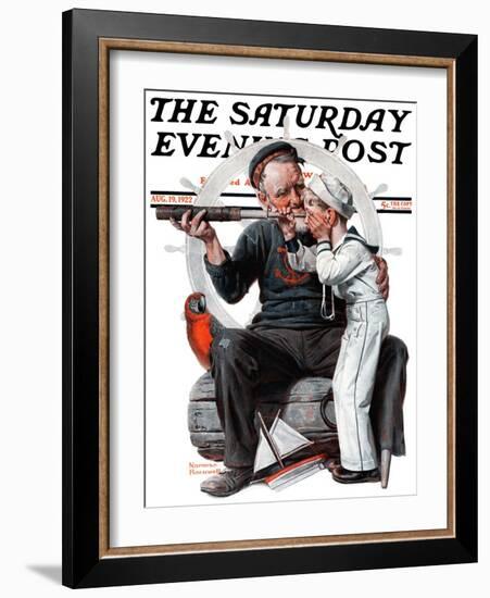 "Setting One's Sights" or "Ship Ahoy" Saturday Evening Post Cover, August 19,1922-Norman Rockwell-Framed Giclee Print