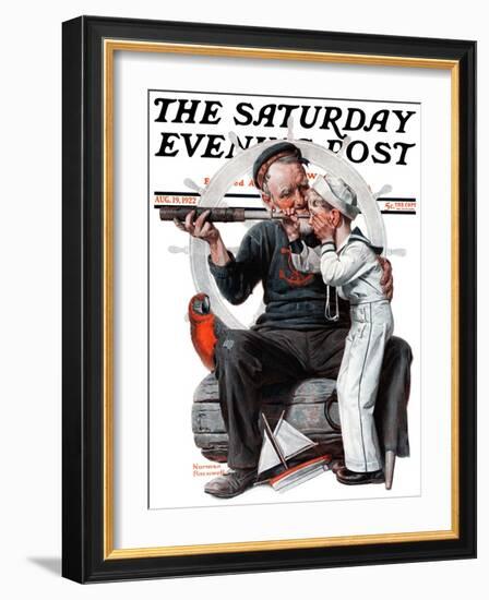 "Setting One's Sights" or "Ship Ahoy" Saturday Evening Post Cover, August 19,1922-Norman Rockwell-Framed Giclee Print