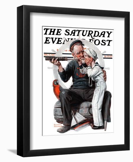 "Setting One's Sights" or "Ship Ahoy" Saturday Evening Post Cover, August 19,1922-Norman Rockwell-Framed Giclee Print