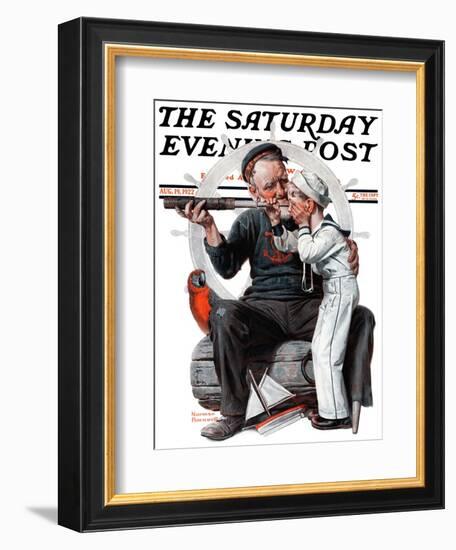 "Setting One's Sights" or "Ship Ahoy" Saturday Evening Post Cover, August 19,1922-Norman Rockwell-Framed Giclee Print