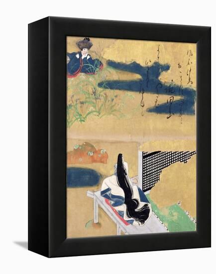 Setting Out for Kawachi, from Chapter 23 of 'Tales of Ise' (Ink, Colour and Gold on Paper)-Tawaraya Sotatsu-Framed Premier Image Canvas