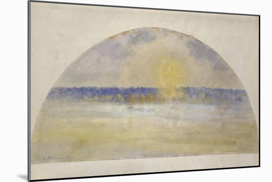 Setting Sun and Fog-Camille Pissarro-Mounted Giclee Print