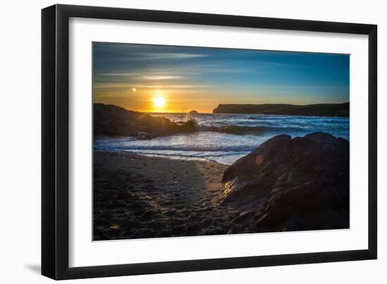 Setting Sun at Polzeath Beach, a Noted Surfers Beach in Cornwall, UK-Amd Images-Framed Photographic Print