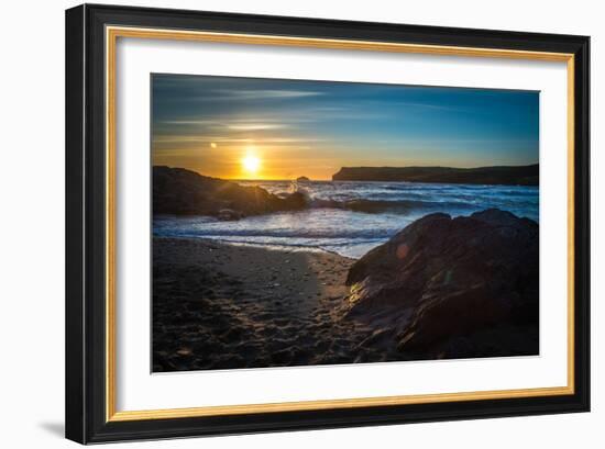 Setting Sun at Polzeath Beach, a Noted Surfers Beach in Cornwall, UK-Amd Images-Framed Photographic Print