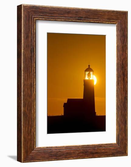 Setting Sun Behind Oregons Oldest Lighthouse at Cape Blanco Sp, Oregon-Chuck Haney-Framed Photographic Print