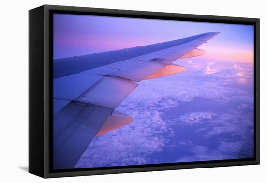 Setting Sun Hitting Airplane Wing-null-Framed Premier Image Canvas