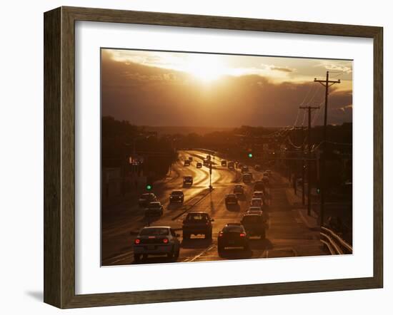 Setting Sun on Avenida Boulevard, Albuquerque, New Mexico, United States of America, North America-Richard Cummins-Framed Photographic Print