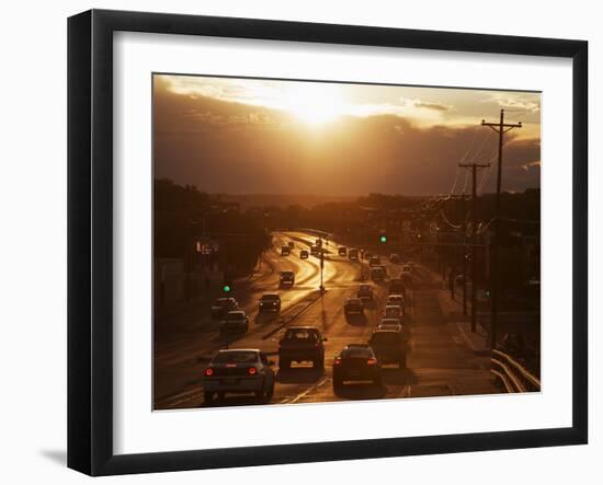 Setting Sun on Avenida Boulevard, Albuquerque, New Mexico, United States of America, North America-Richard Cummins-Framed Photographic Print