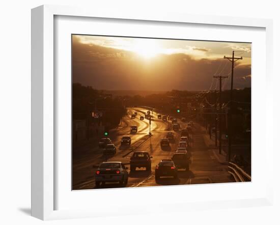 Setting Sun on Avenida Boulevard, Albuquerque, New Mexico, United States of America, North America-Richard Cummins-Framed Photographic Print