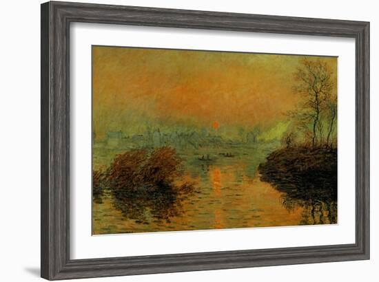 Setting Sun on the Seine at Lavacourt, Effect of Winter, 1880-Claude Monet-Framed Giclee Print