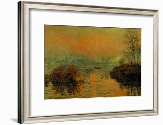 Setting Sun on the Seine at Lavacourt, Effect of Winter, 1880-Claude Monet-Framed Giclee Print