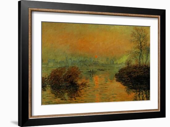 Setting Sun on the Seine at Lavacourt, Effect of Winter, 1880-Claude Monet-Framed Giclee Print