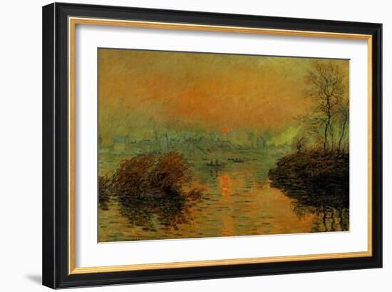 Setting Sun on the Seine at Lavacourt, Effect of Winter, 1880-Claude Monet-Framed Giclee Print