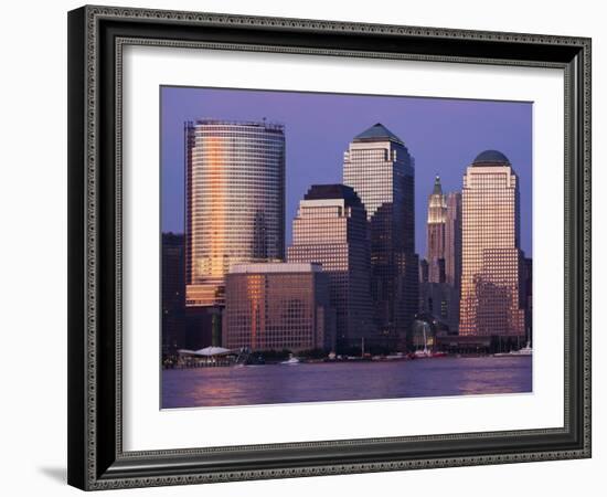 Setting Sun Reflects Off Building Windows on Manhattan Skyline, New York City, New York, Usa-Paul Souders-Framed Photographic Print