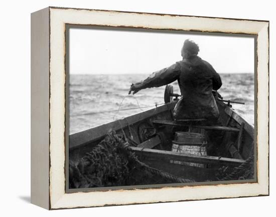 Setting the Line From Dory, Alaska Coast, Undated-Asahel Curtis-Framed Premier Image Canvas