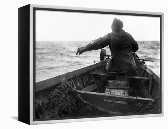 Setting the Line From Dory, Alaska Coast, Undated-Asahel Curtis-Framed Premier Image Canvas