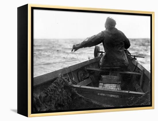 Setting the Line From Dory, Alaska Coast, Undated-Asahel Curtis-Framed Premier Image Canvas