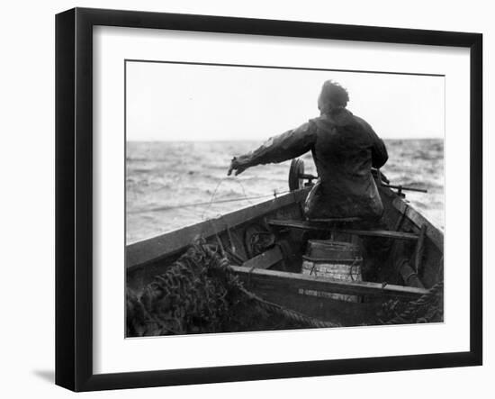 Setting the Line From Dory, Alaska Coast, Undated-Asahel Curtis-Framed Giclee Print