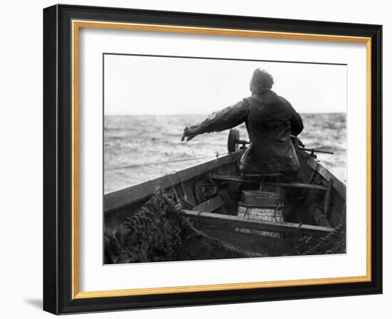 Setting the Line From Dory, Alaska Coast, Undated-Asahel Curtis-Framed Giclee Print