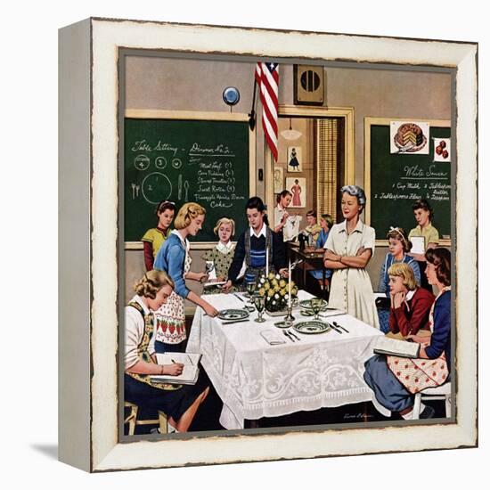 "Setting the Table", February 16, 1957-Stevan Dohanos-Framed Premier Image Canvas