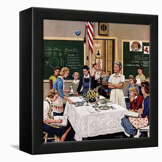"Setting the Table", February 16, 1957-Stevan Dohanos-Framed Premier Image Canvas