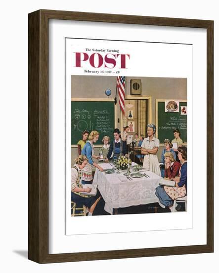 "Setting the Table" Saturday Evening Post Cover, February 16, 1957-Stevan Dohanos-Framed Giclee Print