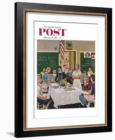 "Setting the Table" Saturday Evening Post Cover, February 16, 1957-Stevan Dohanos-Framed Giclee Print