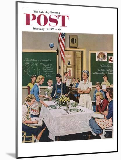 "Setting the Table" Saturday Evening Post Cover, February 16, 1957-Stevan Dohanos-Mounted Giclee Print