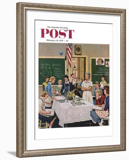 "Setting the Table" Saturday Evening Post Cover, February 16, 1957-Stevan Dohanos-Framed Giclee Print