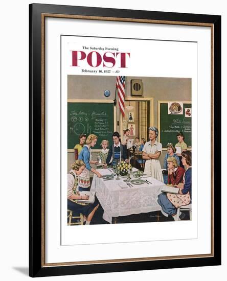 "Setting the Table" Saturday Evening Post Cover, February 16, 1957-Stevan Dohanos-Framed Giclee Print