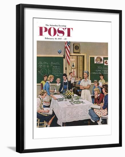 "Setting the Table" Saturday Evening Post Cover, February 16, 1957-Stevan Dohanos-Framed Giclee Print