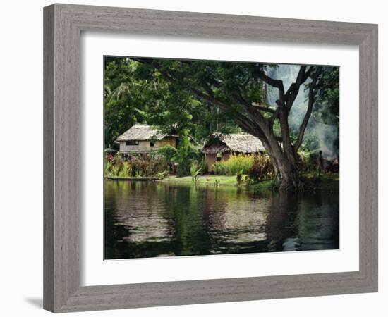 Settlement of Huts Beside the Sepik River, Papua New Guinea, Pacific Islands, Pacific-Sassoon Sybil-Framed Photographic Print