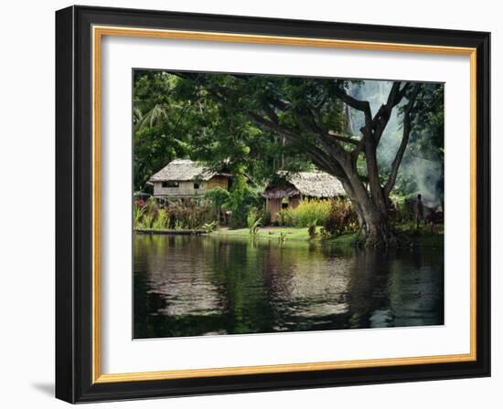 Settlement of Huts Beside the Sepik River, Papua New Guinea, Pacific Islands, Pacific-Sassoon Sybil-Framed Photographic Print