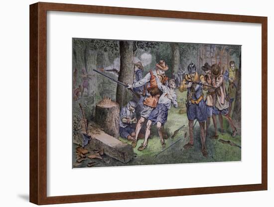 Settlement of Jamestown, Virginia in 1607-American School-Framed Giclee Print