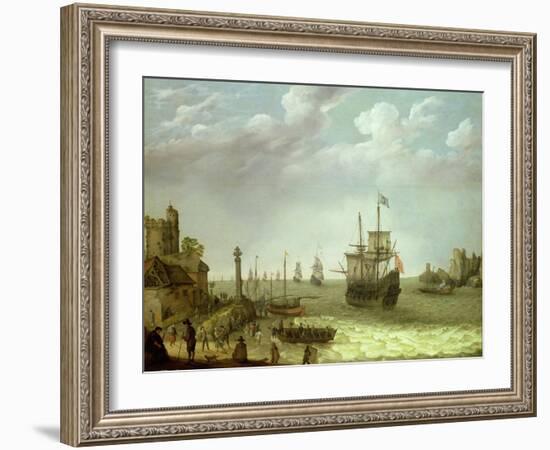 Settlement on a Rocky Shore with the Dutch Fleet Approaching, 1640-Abraham Willaerts-Framed Giclee Print