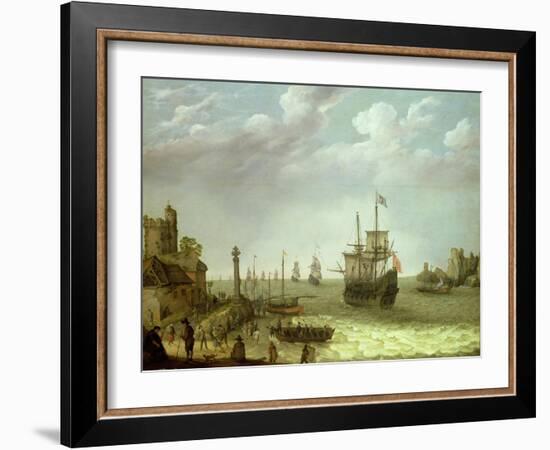 Settlement on a Rocky Shore with the Dutch Fleet Approaching, 1640-Abraham Willaerts-Framed Giclee Print