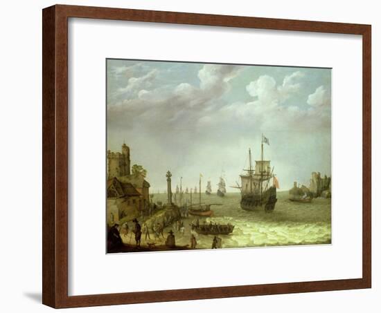 Settlement on a Rocky Shore with the Dutch Fleet Approaching, 1640-Abraham Willaerts-Framed Giclee Print