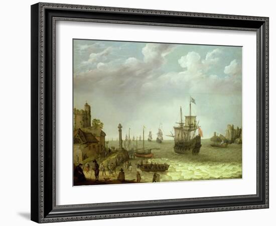 Settlement on a Rocky Shore with the Dutch Fleet Approaching, 1640-Abraham Willaerts-Framed Giclee Print